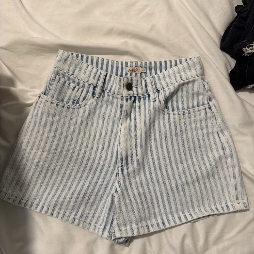 Faherty Blue and White Striped Women Shorts
